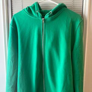 Emerald Green Zip Hoodie – Size Medium